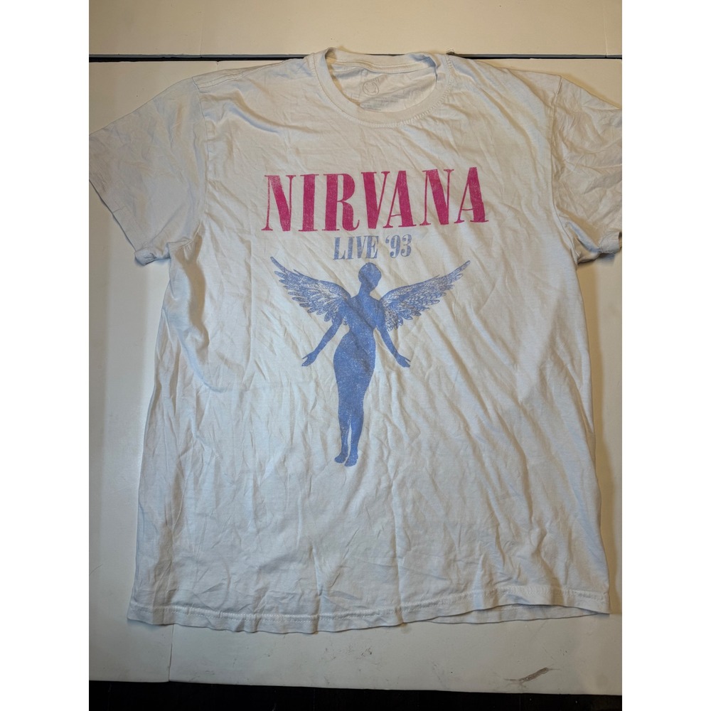 Nirvana Live 93 In Utero Angel Graphic T-Shirt White Large LG Rock Band Tee